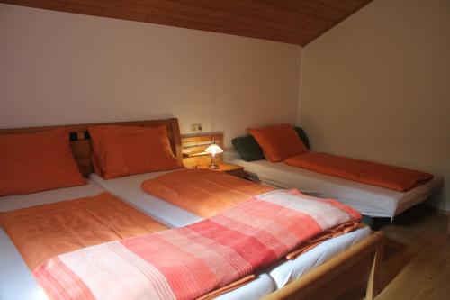 a room with two beds in a room at Familien & Wander-Pension Purkhardt in Donnersbachwald