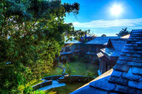 an overhead view of a house with a yard at Temple Tree Resort & Spa, Pokhara in Pokhara