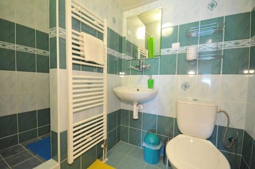 a bathroom with a toilet and a sink at Penzión pod Troma Korunami in Červený Kláštor