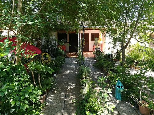 a garden in front of a house with trees at B&B Domo De Pedra in Tottubella