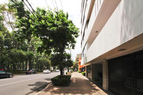 un trottoir à côté d'un bâtiment à côté d'une rue dans l'établissement Suite G Mancera, à Mexico