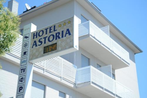 a hotel astoria sign in front of a building at Hotel Astoria in Ravenna