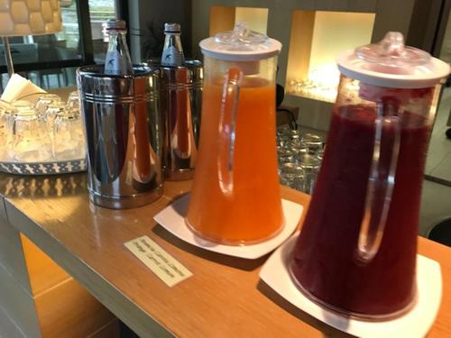 a counter with three blenders on a table at Meridiana Country Hotel in Calenzano