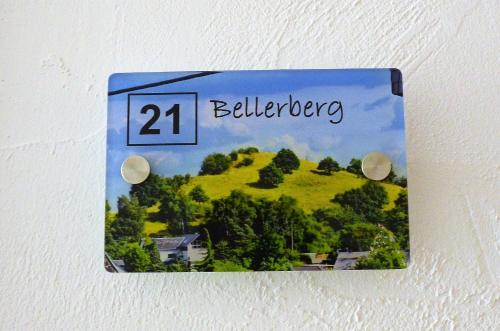 a switch on a wall with a picture of a mountain at Gästehaus Am Hochsimmer in Ettringen