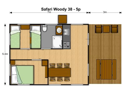 a floor plan of a small house at Camping Costa Ponente in Cefalù