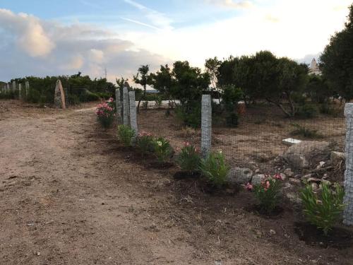 a row of stones and flowers on a dirt road at Stazzo Serafini in Rena Majore