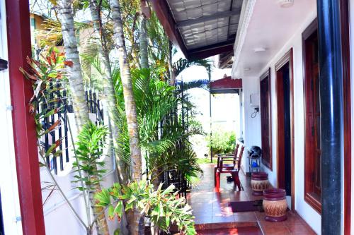 a porch with a bunch of trees and plants at Bon Voyaage Tourist Inn in Trincomalee