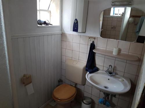 デュッセルドルフにあるOpdenbergの小さなバスルーム(トイレ、シンク付)