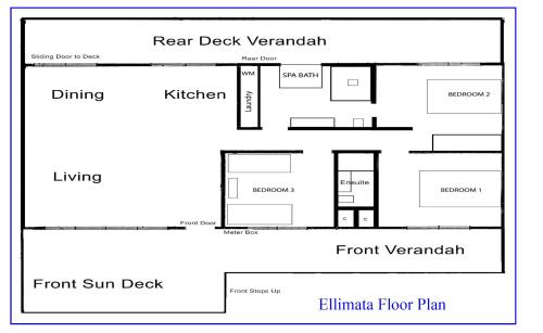 a floor plan of a house at Ellimata Holiday Cottage in Halls Gap