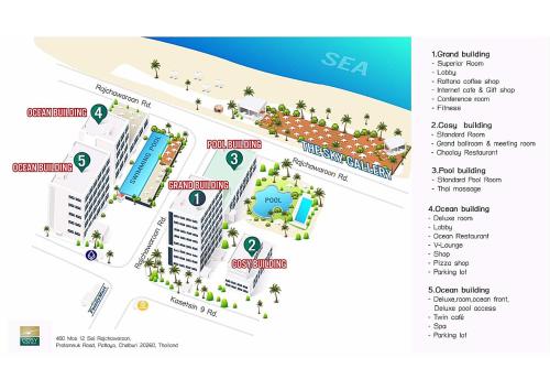 a map of the site of a resort at Cosy Beach Hotel - SHA Extra Plus in Pattaya South