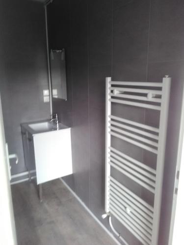 ein Bad mit einem Waschbecken und einer Duschkabine in der Unterkunft Gite a proximite de Tours in Chambray-lès-Tours