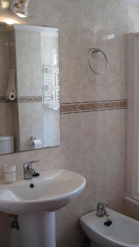bagno con lavandino, specchio e servizi igienici di Apartment Puerto Rey a Vera