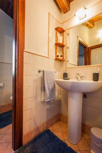 a bathroom with a sink and a mirror at Il Gelso 'd la Costa in Lesegno