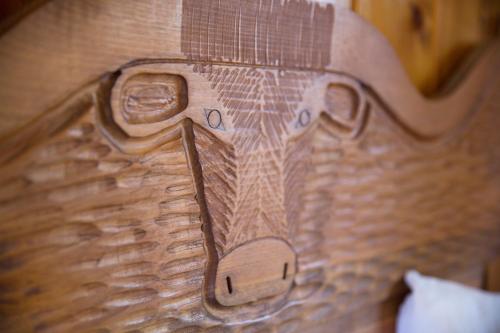a close up of a baseball glove on a table at The Longhorn Ranch Resort Lodge & RV Park in Dubois