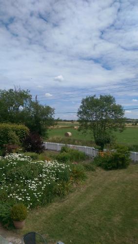 a garden with white flowers and a white fence at Morland in Burrowbridge
