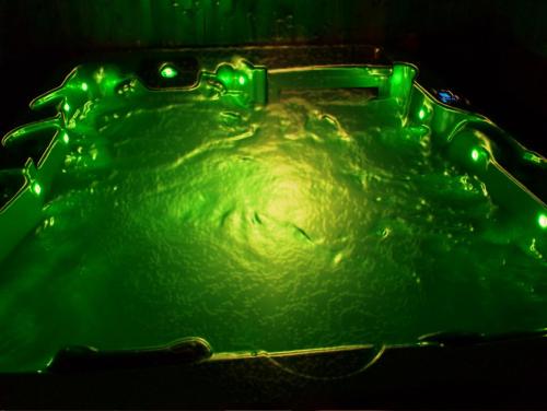 a green bath tub filled with green liquid at R1 Rolléder Apartman-ház in Siklós