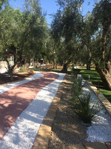 a walkway in a park with trees and grass at Apollo in Mattinata