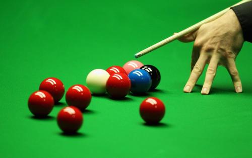 a person playing a game of snooker on a green table at Hotel La Bastie d'Urfé in Naussac