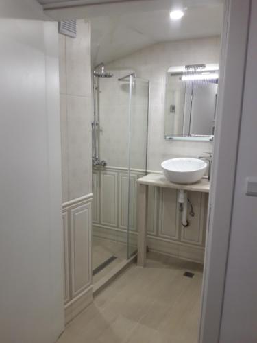 ヴァルナ・シティにあるVarchev 2のバスルーム(シンク、鏡付きシャワー付)