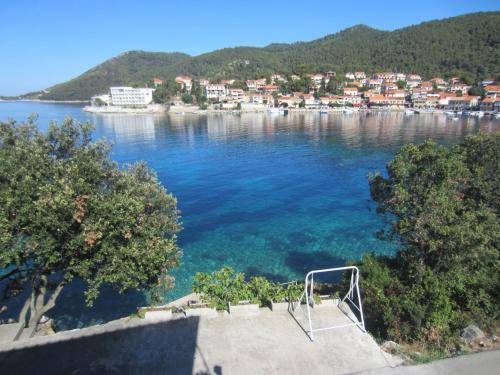 a view of a body of water with trees and houses at Apartments Morgen in Brna
