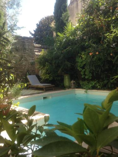 a swimming pool in a yard with plants at Rose-INN appartement in Orange