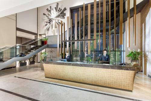 a rendering of the lobby of a building at The Fortyfive Business Hotel & Spa in Manisa