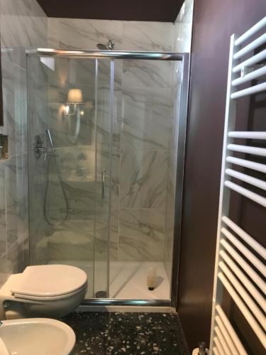 オルトーナにあるRipari di Giobbeのバスルーム(トイレ、ガラス張りのシャワー付)