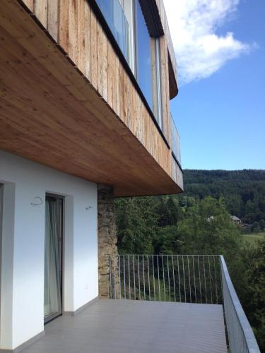 a view from the balcony of a house at Südalpen Lofts in Bleiburg