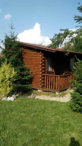 a log cabin with a yard in front of it at Guest House Raffe in Dobrinishte