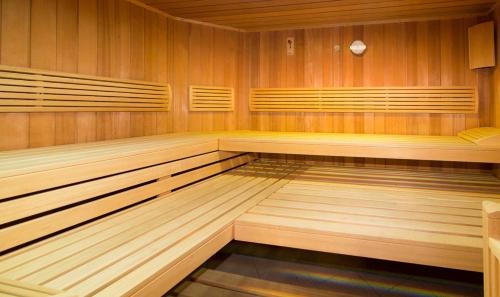 a sauna with wood paneling and aventificialificialificialificialificialificial at eckbergerhof in Gamlitz