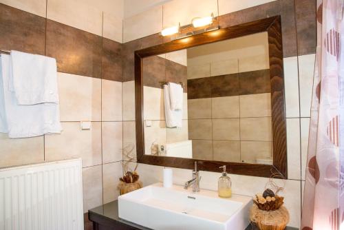 a bathroom with a sink and a mirror at Electra in Lákones