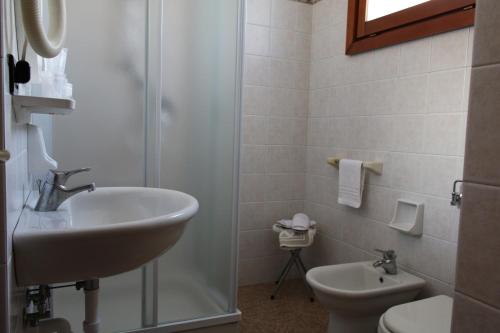 a bathroom with a sink and a toilet and a shower at Hotel Giada in Turin