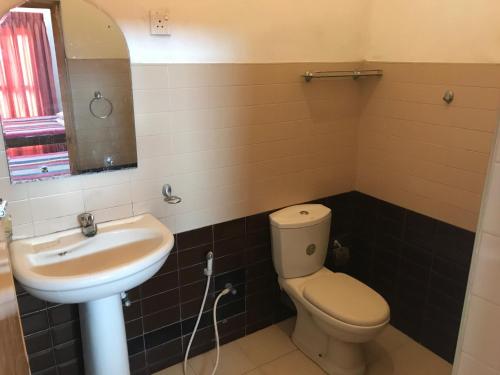 La salle de bains est pourvue de toilettes et d'un lavabo. dans l'établissement Victorian Guest, à Bandarawela