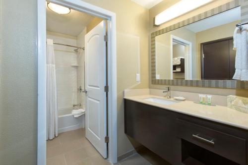 奧蘭多的住宿－奧蘭多海洋世界斯德布里奇套房酒店，一间带水槽和镜子的浴室