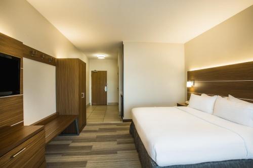 a hotel room with a bed and a television at Holiday Inn Express Hotel & Suites Cedar City by IHG in Cedar City