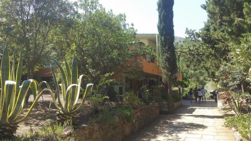 un giardino di fronte a un edificio di B&B La Quercia a San Gregorio