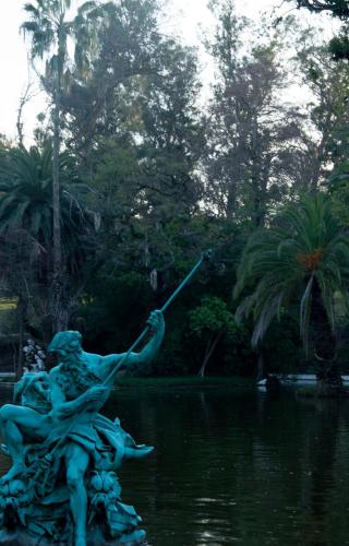 a statue of two people in the water at Cane B&B in Montevideo