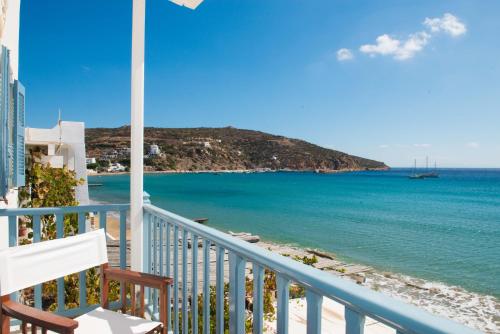 a balcony with a view of the ocean at Kyprianos house in Platis Yialos Sifnos