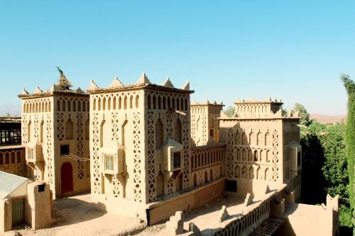 a model of a building in the desert at Kasbah Tiriguioute in Skoura