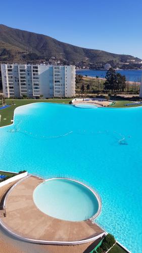 an aerial view of a large pool of water at Papudo Laguna in Papudo