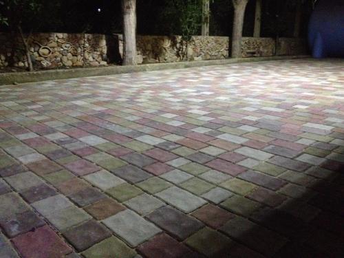 a stone ground with multicolored squares on it at Re Mare B&B in Crotone