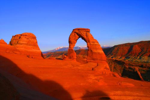 a view of the delicate arch in the desert at Rustic Inn in Moab