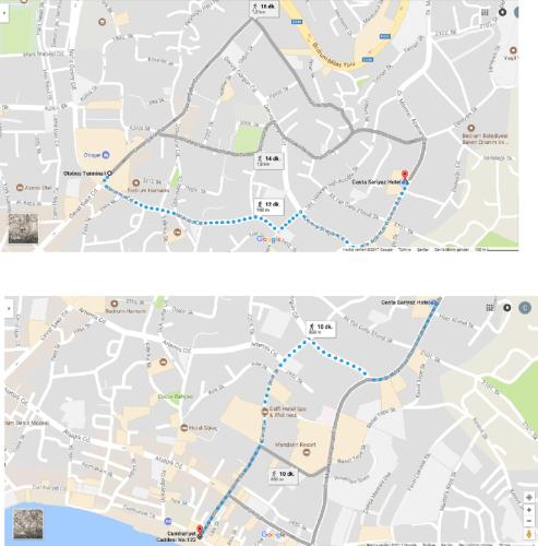 a map of the city of dublin and a map of the road at Costa Sariyaz Hotel Bodrum in Bodrum City