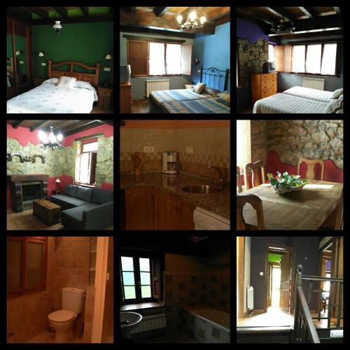 a collage of different pictures of a room at Casa De Aldea Fonfria in Las Vegas De Cardeo