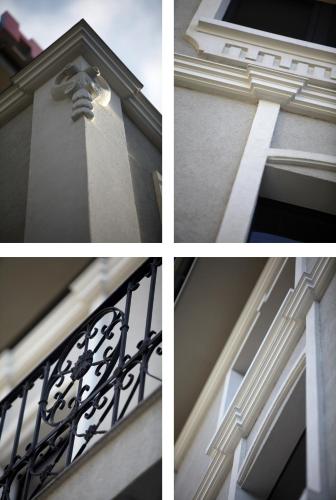 a collage of four pictures of a building at Executive Rooms and Suites Play in Veliko Tŭrnovo