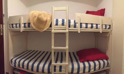 two bunk beds with a hat on top of them at Sanary in Sanary-sur-Mer