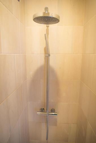a shower with a shower head in a bathroom at Castello Di Mornico Losana in Mornico Losana