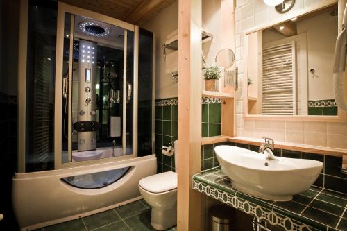 uma casa de banho com um lavatório e um WC em Hotel Bambi Boutique em Zakopane