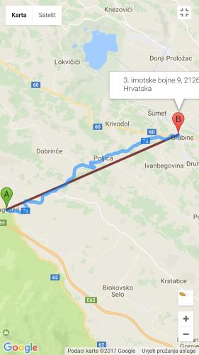 a map of the route of the dubrovka bypass at Apartment Bibo in Grubine
