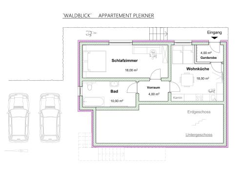 Grundriss der Unterkunft Appartement Pleikner